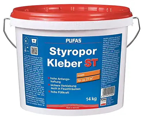 Styroporkleber von Pufas Werk KG für Renoviervlies und Hartschaumplatten, 14 kg