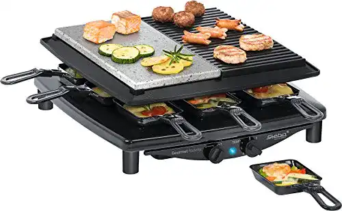 Steba Raclette mit Antihaft-Druckguss-Grillplatte und Natursteingrill