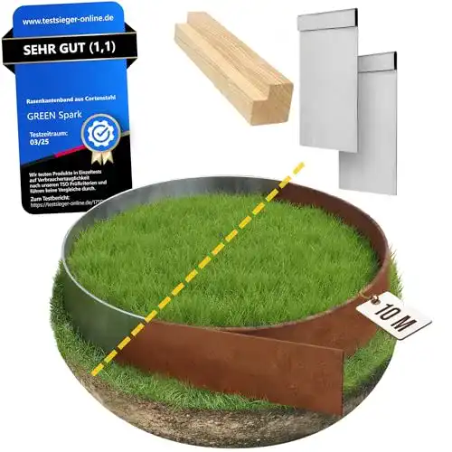 Rasenkante aus Cortenstahl von Green Spark – Beeteinfassung und Gartengestaltung