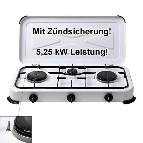 Gaskocher 3-flammig mit Zündsicherung für Camping und Outdoor