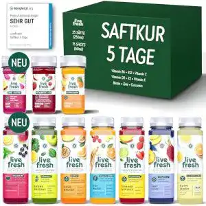 Saftkur 3 Tage und 5 Tage von LiveFresh mit 35 Säfte (250ml)