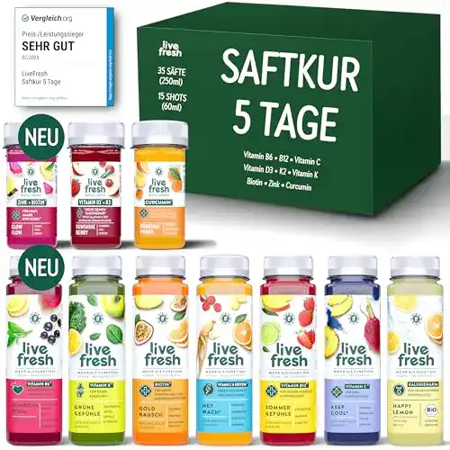 Saftkur 3 Tage und 5 Tage von LiveFresh mit 35 Säfte (250ml)
