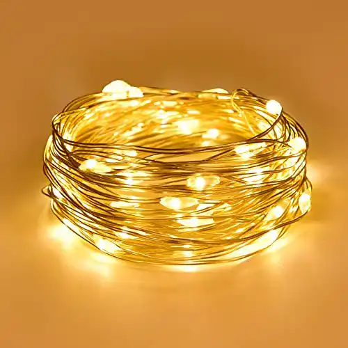 Dalugo Lichterkette mit Batterie, 2m, 20 LED in Warmweiß für Innen