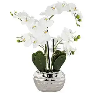 Künstliche Orchidee von Dahlia Studios in Silber Keramiktopf