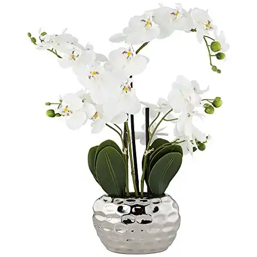 Künstliche Orchidee von Dahlia Studios in Silber Keramiktopf