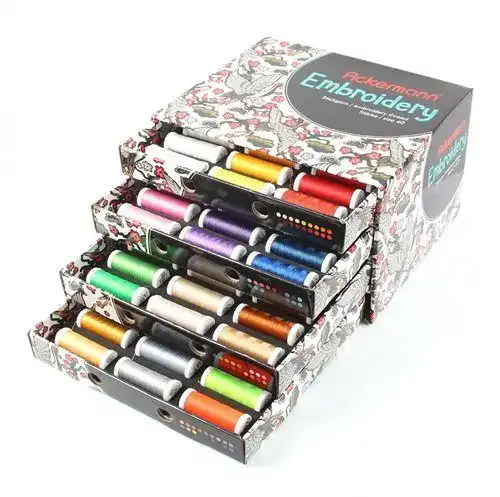 Maschinenstickgarn Ackermann Embroidery Stickgarn Box mit 72 Farben