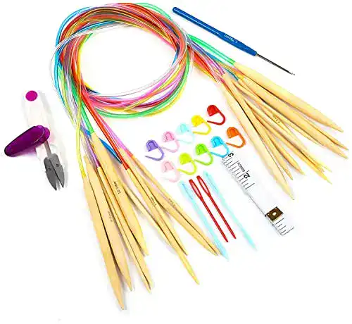Rundstricknadeln von LIHAO im 10er Set aus Bambus
