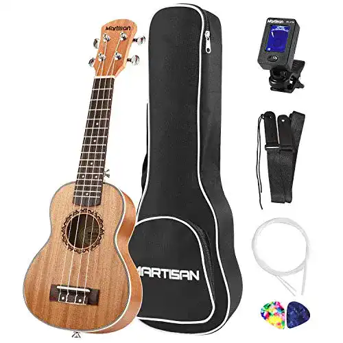 Sopran-Ukulele Martisan 21 Zoll mit Zubehör für Anfänger