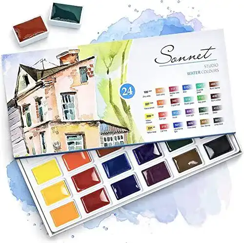 Aquarellfarben Sonnet Aquarellfarbkasten Set mit 24 Farben
