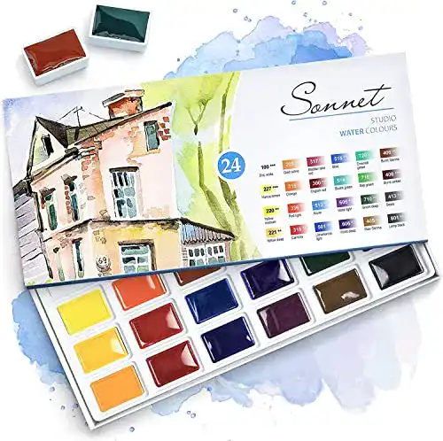 Aquarellfarben Sonnet Aquarellfarbkasten Set mit 24 Farben