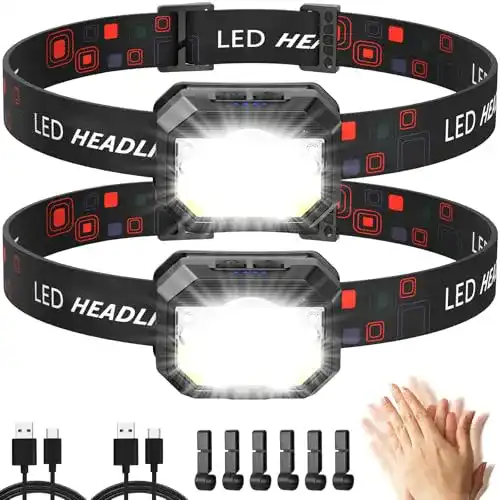 Wiederaufladbare LED Stirnlampe MLIAIMCE mit 2000 Lumen, 2 Stück