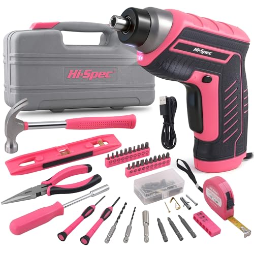 Werkzeugkoffer mit Akkuschrauber Hi-Spec 35-teilig in Pink-Rosa