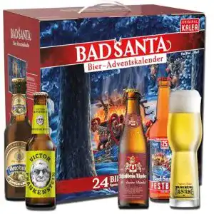 Bier-Adventskalender Kalea Bad Santa 2024 mit 24 deutschen Bierspezialitäten