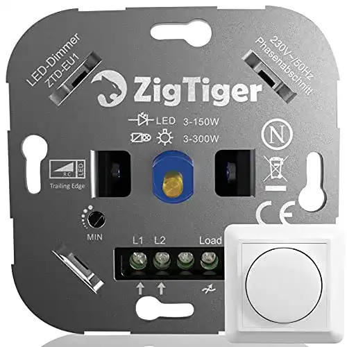 Zigtiger Dimmer Lichtschalter, 2-Wege Dimmschalter für dimmbare LED und Halogen