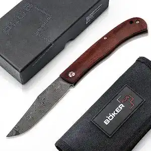 Böker Plus Slack Damast Taschenmesser mit Cocobolo-Griff