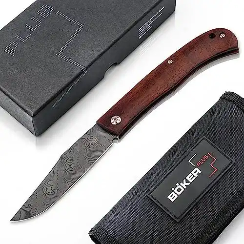 Böker Plus Slack Damast Taschenmesser mit Cocobolo-Griff