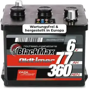 Autobatterie 77Ah Blackmax 07715 6V 360A/EN für Oldtimer