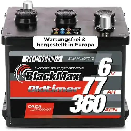 Autobatterie 77Ah Blackmax 07715 6V 360A/EN für Oldtimer