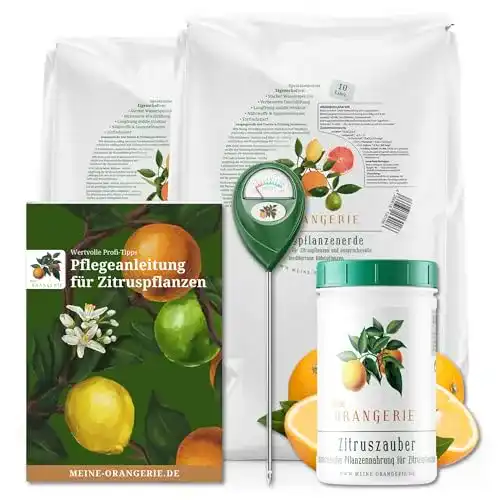 Zitruspflegepaket von Meine Orangerie mit Erde, Dünger und Zubehör