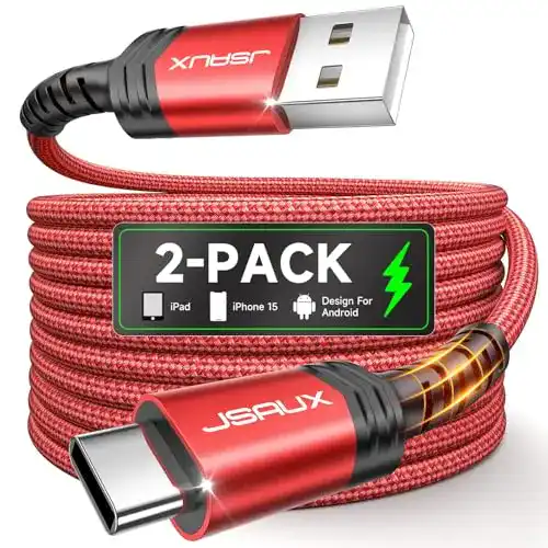 USB-C Schnellladekabel JSAUX 3,1A Doppelpack 2 Stück 2 Meter
