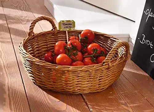 Obstkorb aus Weide mit Griffen, große Schale natur, Ø 47 cm