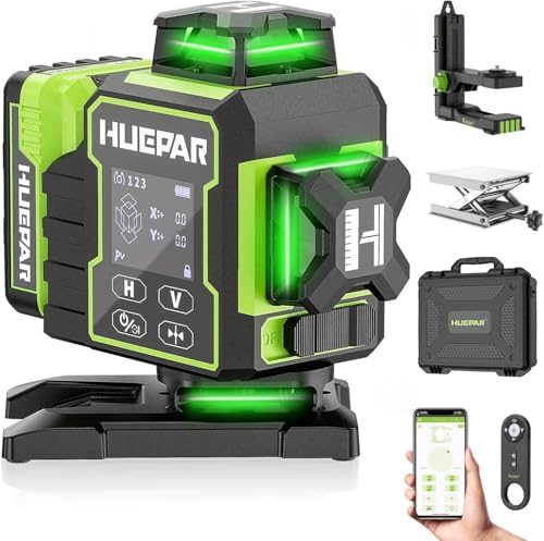 Huepar 2024 W04CG 4D Laser-Wasserwaage mit LCD-Display