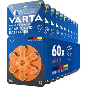 Hörgerätebatterien Typ 13 von Varta 60 Stück Packung