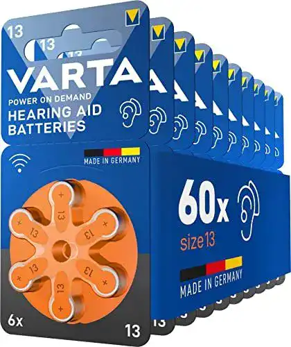 Hörgerätebatterien Typ 13 von Varta 60 Stück Packung