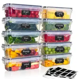 Mikrowellendosen Set Goldeluxe 10 x 1L mit Deckel, BPA-frei, luftdicht