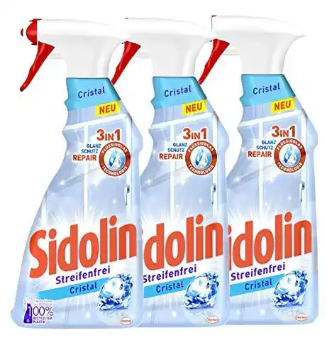Sidolin Cristal Kaminglasreiniger 3x Sprühflasche für Glasoberflächen