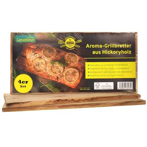 Räucherbrett Campingman XXL aus Hickoryholz für Grillgeräte