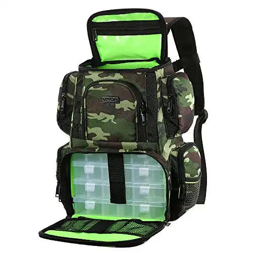 Angelrucksack mit Boxen von Lixada Tackle Angeltasche für Angler