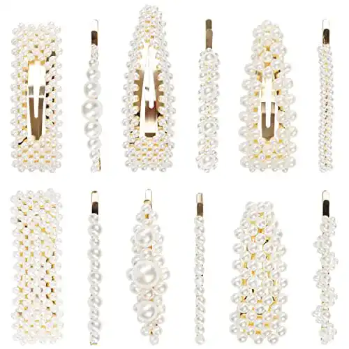 Haarklammer Belle Vous Perlen Haarclips Damen im 12er Set