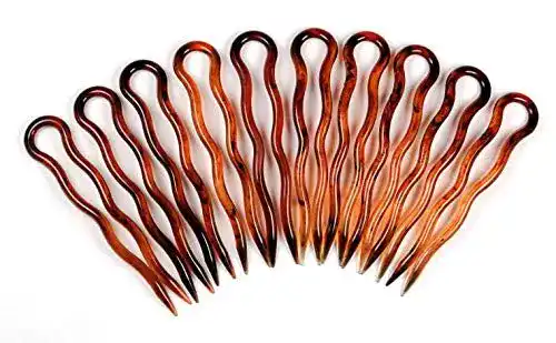 Haarnadeln Buco 10 Stück, flach, 7 cm, Havanna Braun