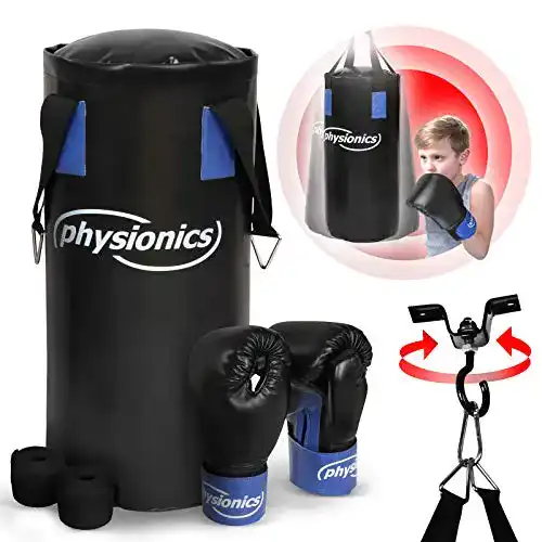 Boxsack für Kinder Physionics Set mit Boxhandschuhen und Zubehör