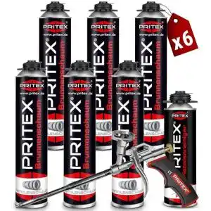 Pritex Brunnenschaum Set 6 x 750 ml Pistolenschaum und Zubehör