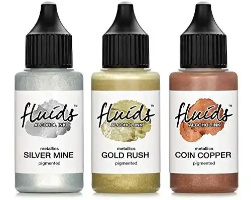 Alcohol Ink Octopus Set 3×30 ml Metallics in Silber, Gold und Kupfer