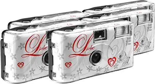Einwegkamera TopShot Love Weiß für Hochzeiten und Events, 27 Fotos