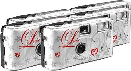 Einwegkamera TopShot Love Weiß für Hochzeiten und Events, 27 Fotos