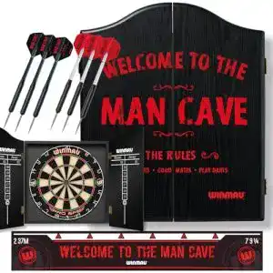 Winmau Dartscheibe Man Cave Dartboard Geschenkset mit Zubehör