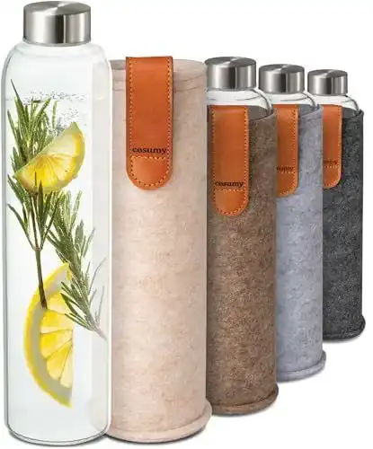 Cosumy Trinkflasche aus Glas, spülmaschinenfest, 750 ml