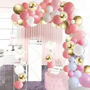 Ballonbogen Girlande in Rosa, Gold und Weiß – 100 Stück