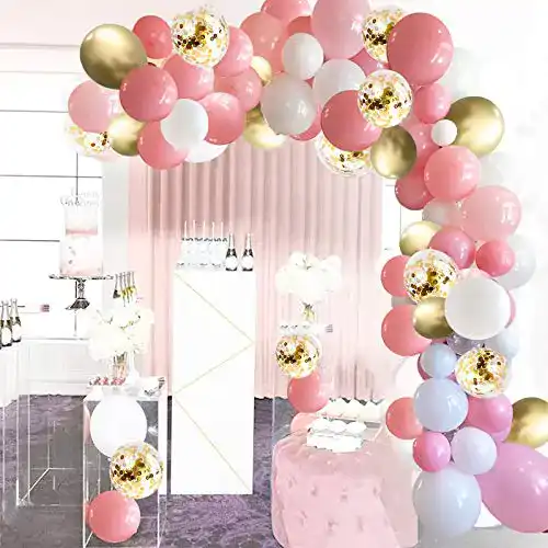 Ballonbogen Girlande in Rosa, Gold und Weiß – 100 Stück