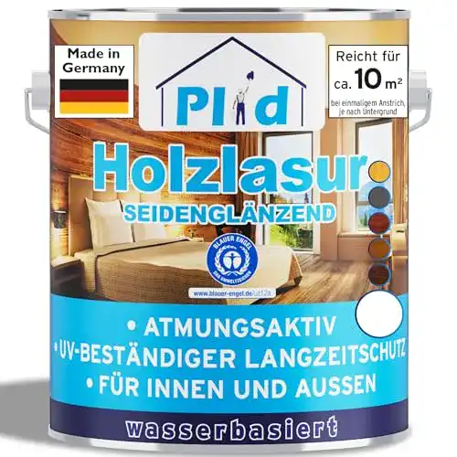 Holzschutzgel Plid Holzlasur für Innen und Außen in Weiß, 0,75L