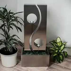 Wasserwand Köhko Yin Yang mit LED-Beleuchtung und Edelstahlbecken
