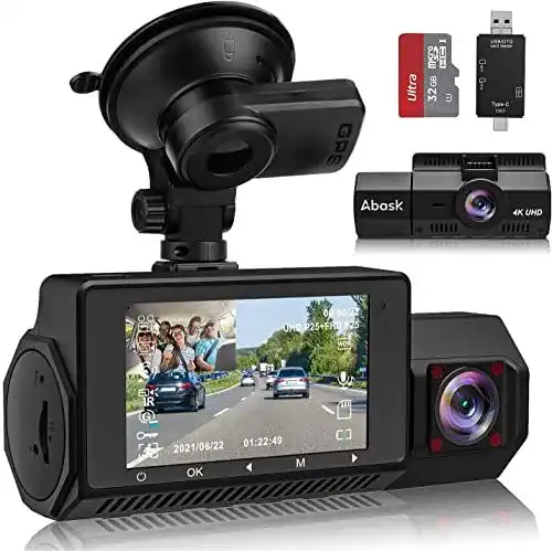 Abask Dashcam mit Dual-Kamera, 4K Video und GPS-Funktion