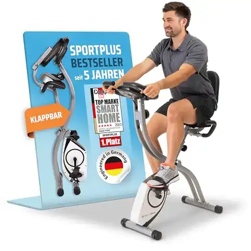 Klappbarer Heimtrainer SportPlus für Zuhause mit App-Funktion