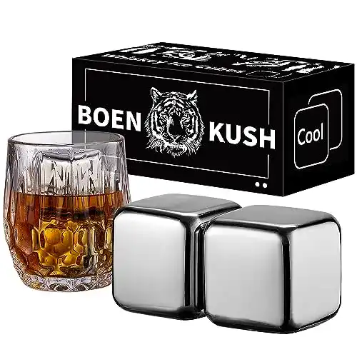 Whisky-Steine Boenkush 2 große Edelstahlwürfel 64 cm³