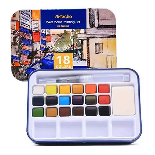 Aquarellfarben Artecho Set mit 18 Grundfarben und Pinsel