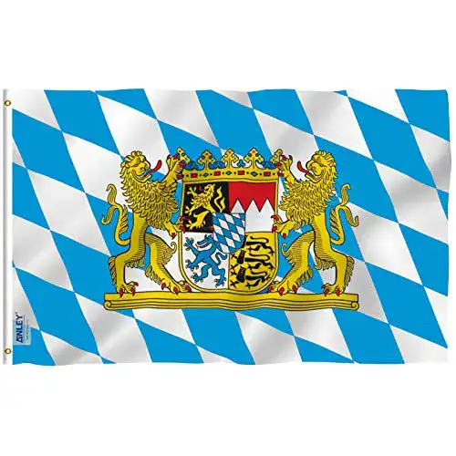 Bayern Flagge Anley Fliegenbrise 3×5 Fuß mit Löwenwappen
